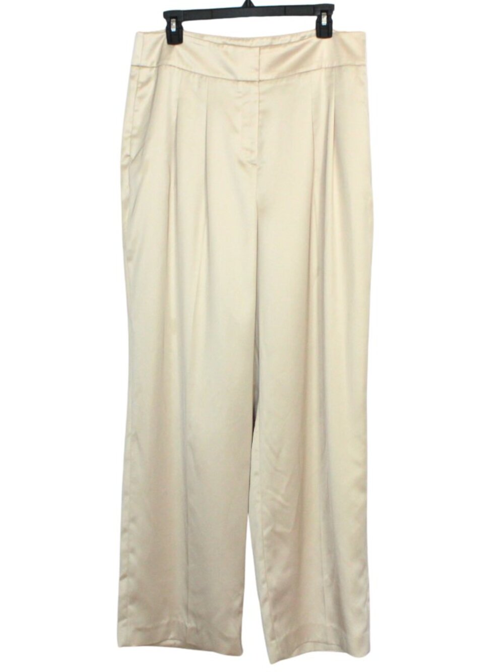 Bar III women's trouser size 14 satin beige pleat high rise loose office attire